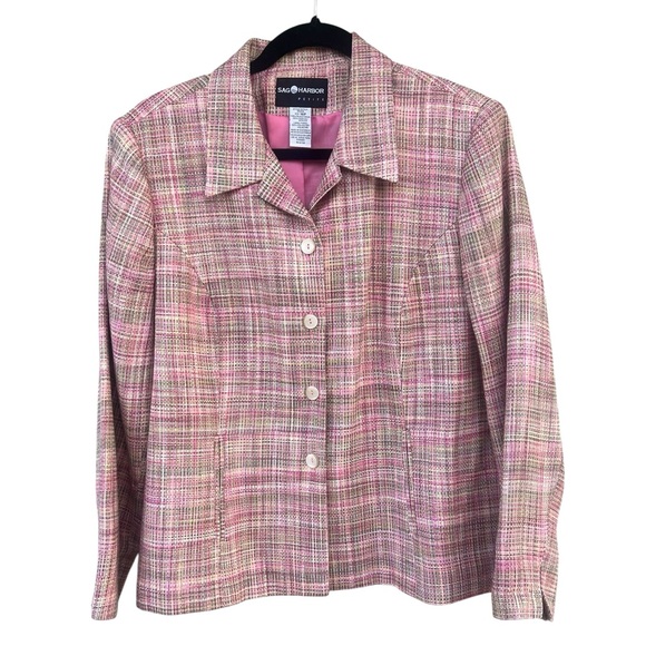 Sag Harbor Jackets & Blazers - Sag Harbor Pink and Green Tweed Jacket - Size 16p